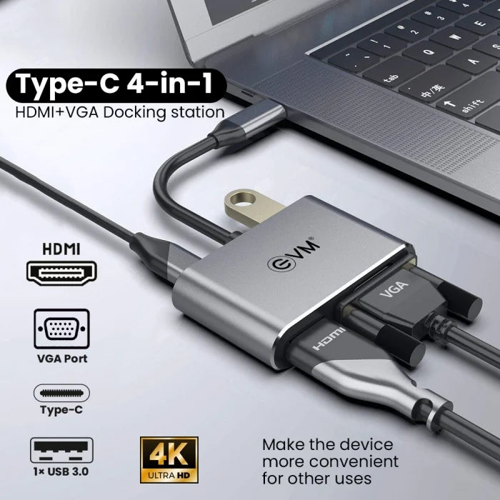 Përshtatës 4n1 Type-C / HUB PD,HDMI,VGA,USB 4K UHD
