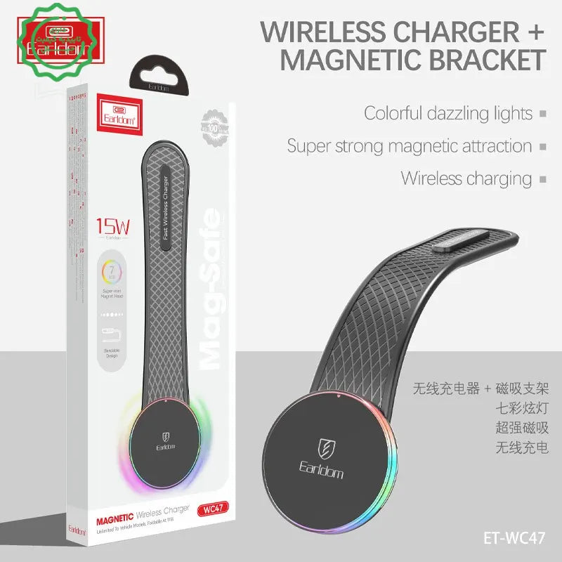 Mbajtes celulari dhe karikues wireless per makine Earldom WC47, RGB, 15W