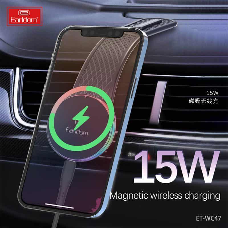 Mbajtes celulari dhe karikues wireless per makine Earldom WC47, RGB, 15W
