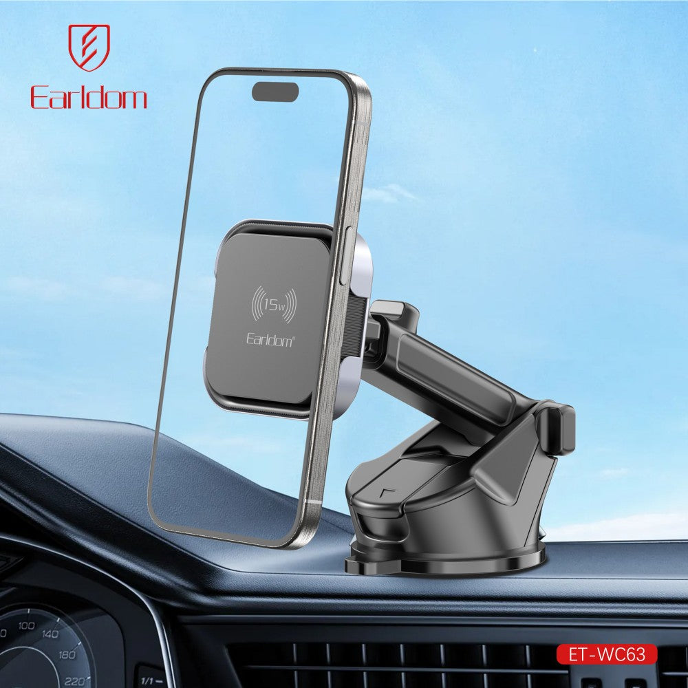 Mbajtës celulari dhe karikues wireless magnetik 15W, Earldom WC63
