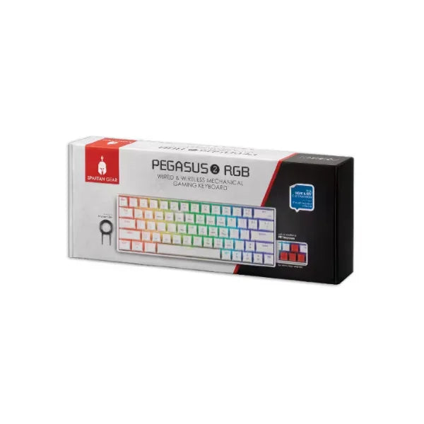 Tastierë Gaming Mekanike Spartan Gear Pegasus 2 RGB Wireless – e bardhë/gri