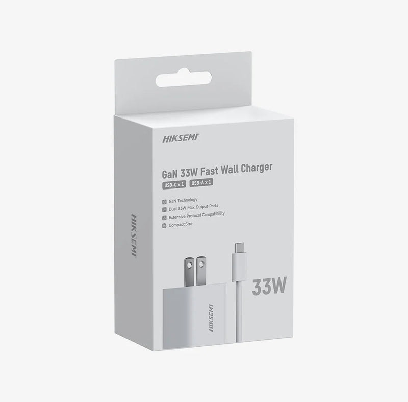 Karikues Hiksemi HS-HUB-GaN33 –  GaN 33 W (1 × USB-C + 1 × USB-A, Prizë Amerikane)