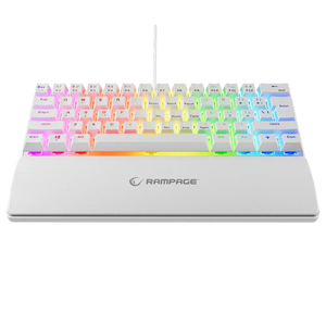 Tastierë Mekanike  Rampage Plower K60 –Gaming, US Layout, Blue Switch, me Mbështetje për Duar, E Bardhë