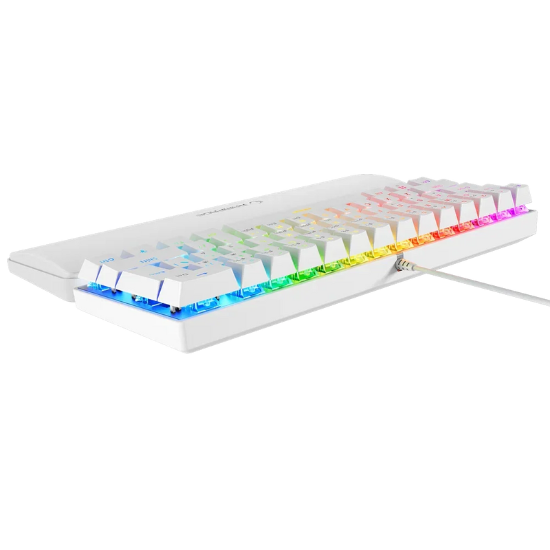 Tastierë Mekanike  Rampage Plower K60 –Gaming, US Layout, Blue Switch, me Mbështetje për Duar, E Bardhë