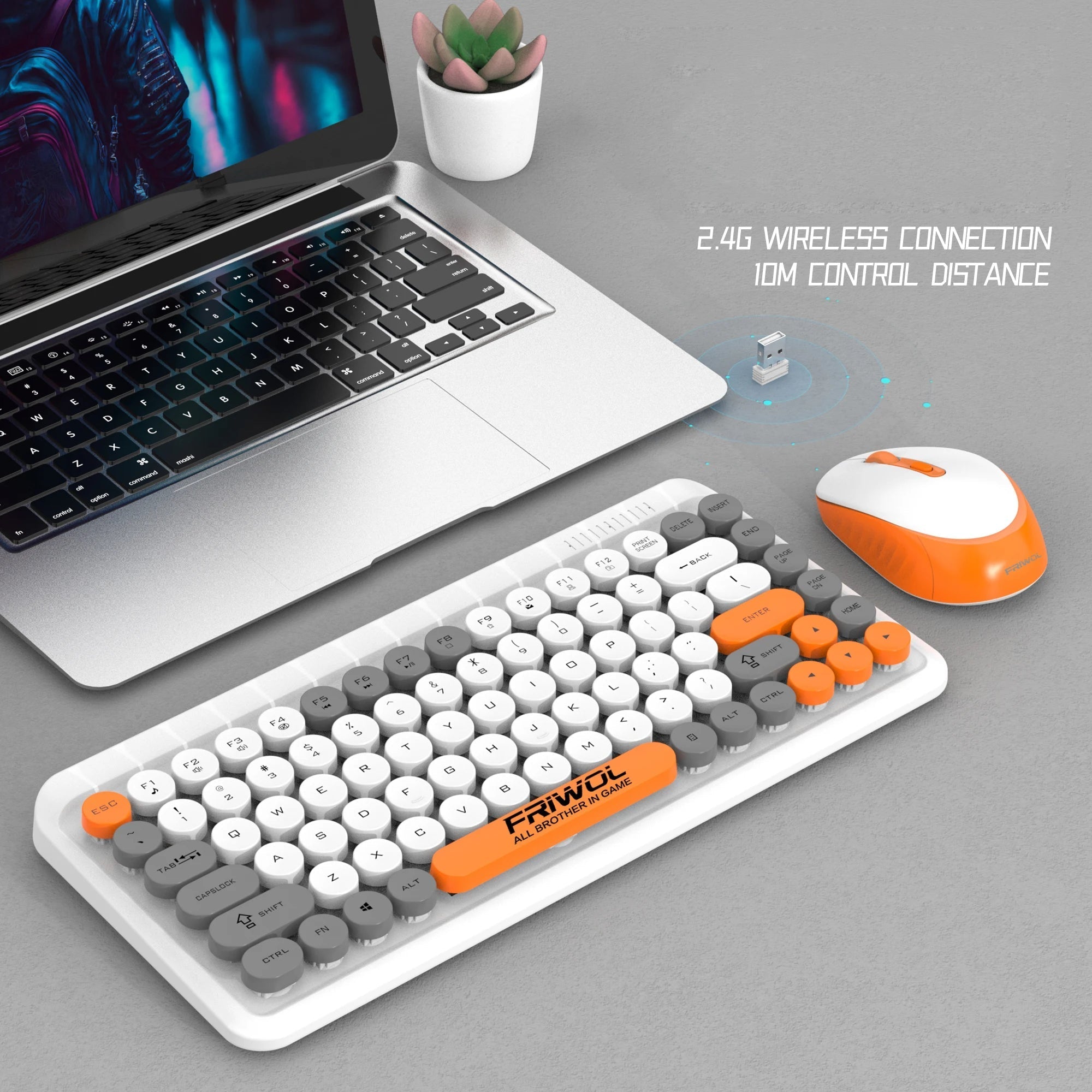 Set tastierë + maus wireless Friwol WT180, të bardha