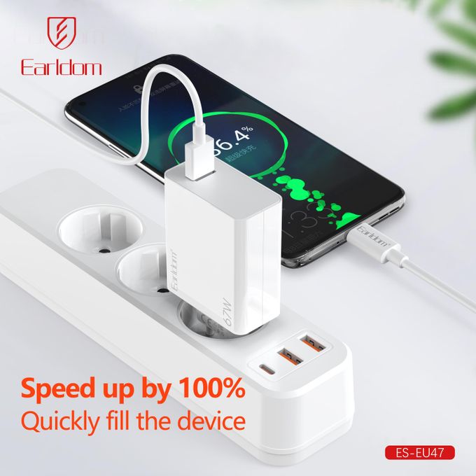 Adapter + kabllo Type-C Earldom EU47, 67W