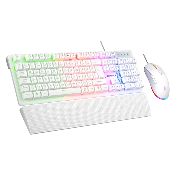 Kombo Gaming Rampage Fortuna V2, Tastierë dhe Maus, USB, RGB, E Bardhë