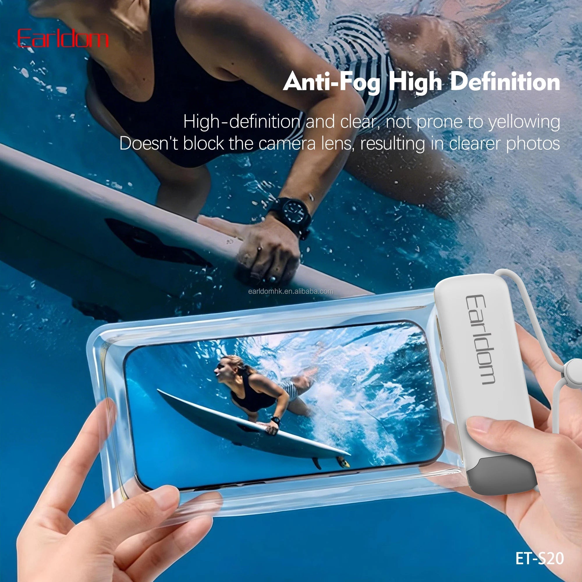 Fotrollë Waterproof Earldom S20 E-WAVE, IPX8 për Telefon, Floating, TPU Transparent