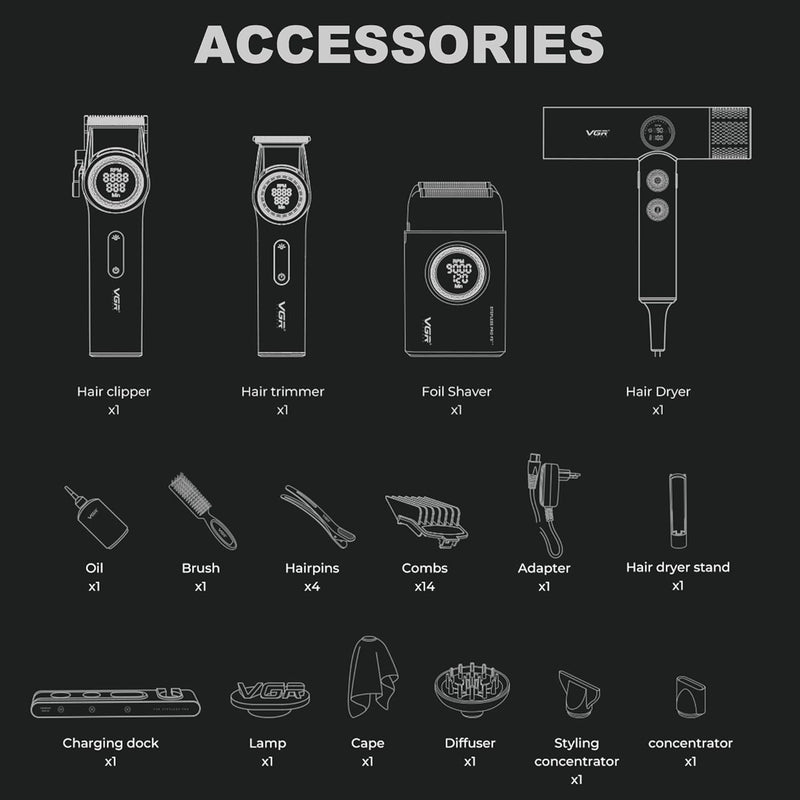 VGR Voyager Professional Barber Combo 4ne1