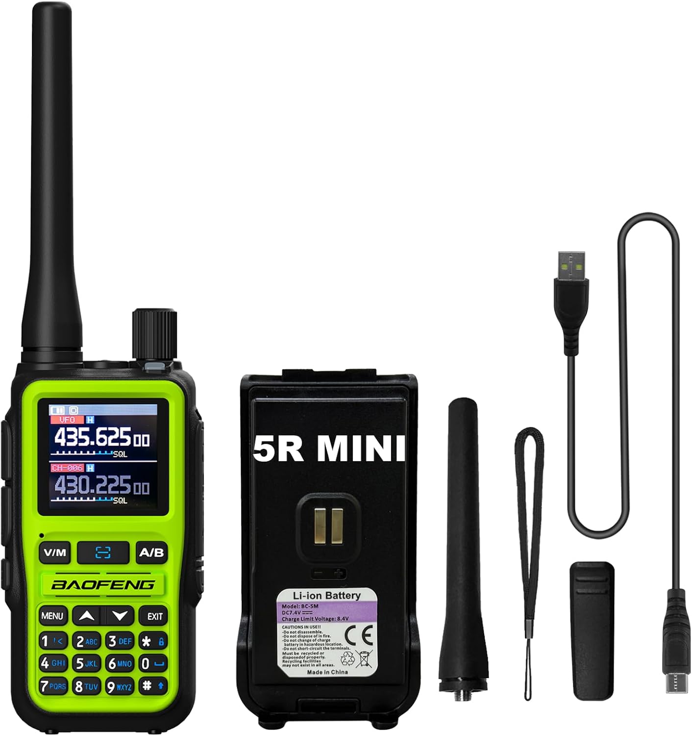 Radiolidhje Baofeng UV-5R Mini, set 2 copë, të gjelbërta
