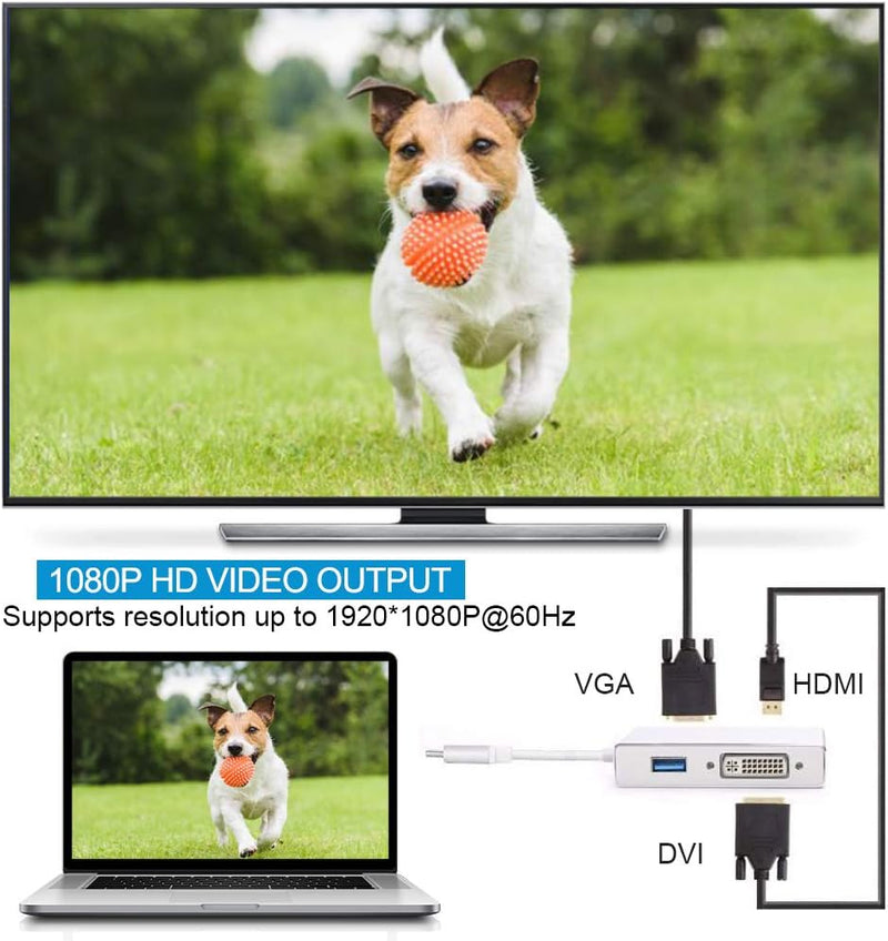 Konvertor Usb Type C to VGA DVI HDTV & USB Adapter 4ne1