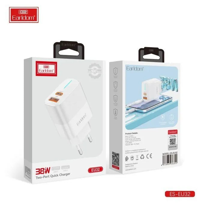 Adapter koke Earldom EU32, 38W, Type-C PD + USB-A