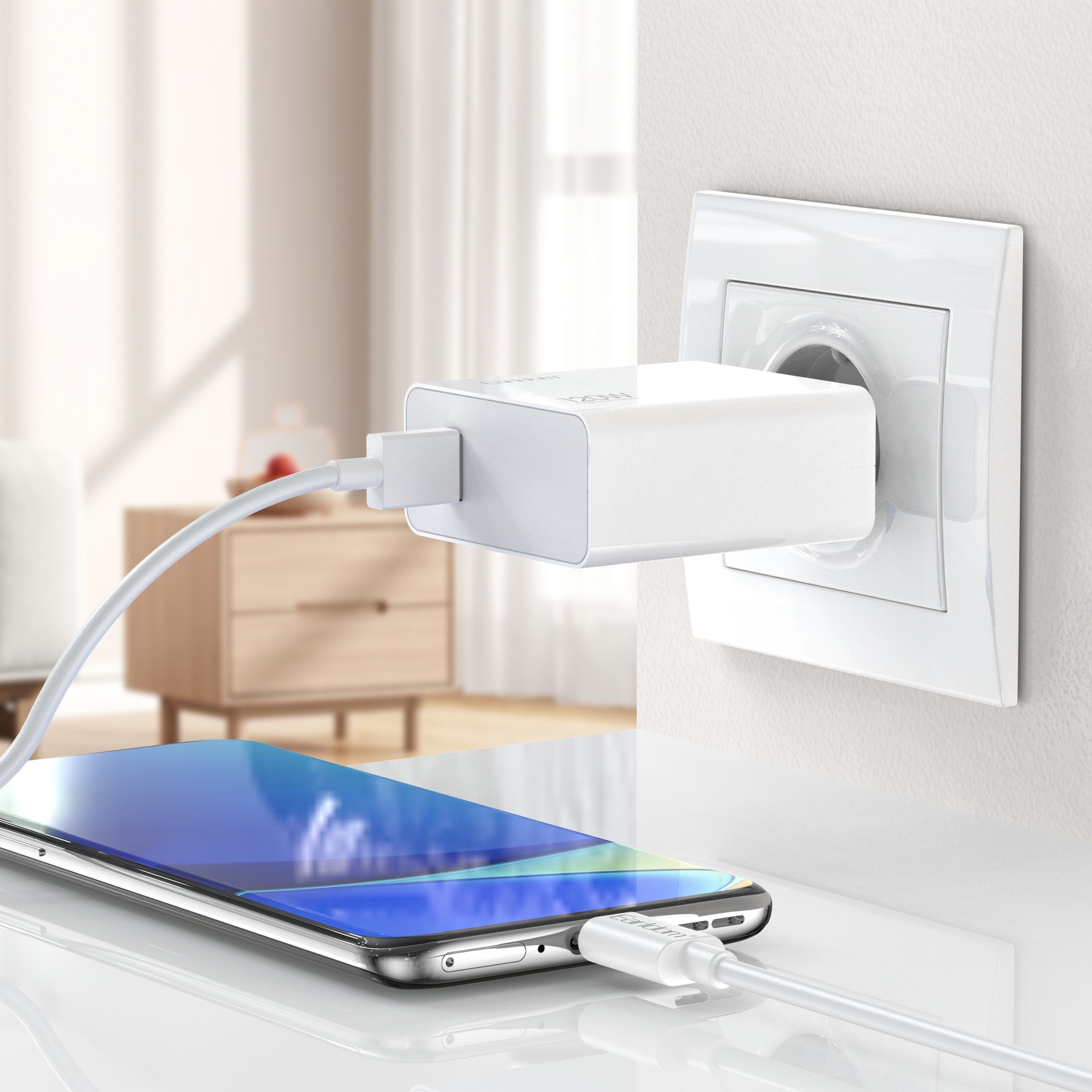 Adapter muri + kabllo Type-C Earldom EU48, 120W
