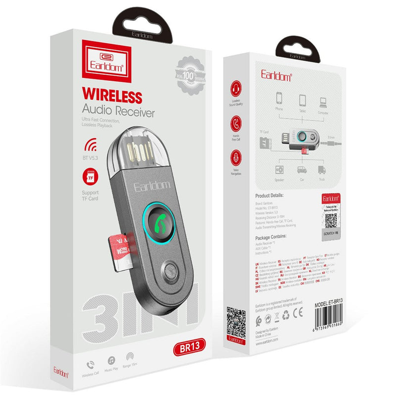 Transmetues / Marrës Audio Bluetooth Earldom BR13 – 2-në-1, USB + AUX, Bluetooth 5.3