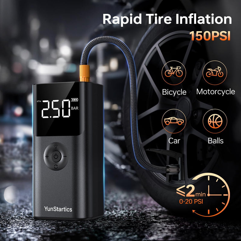 Kompresor portativ me starter RideWise QS213, 10000mAh, 150PSI, power bank