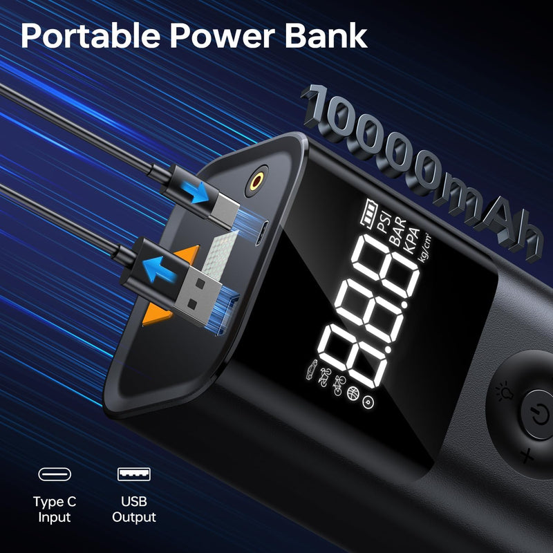 Kompresor portativ me starter RideWise QS213, 10000mAh, 150PSI, power bank
