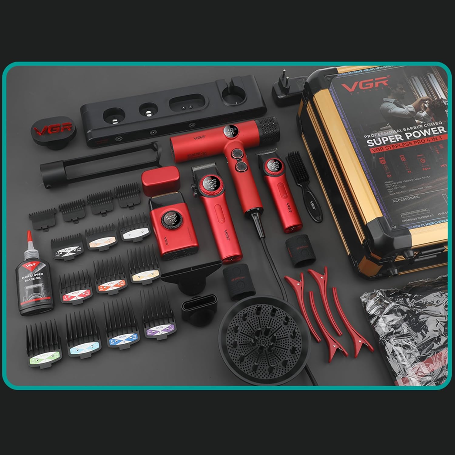 VGR Voyager Professional Barber Combo 4ne1