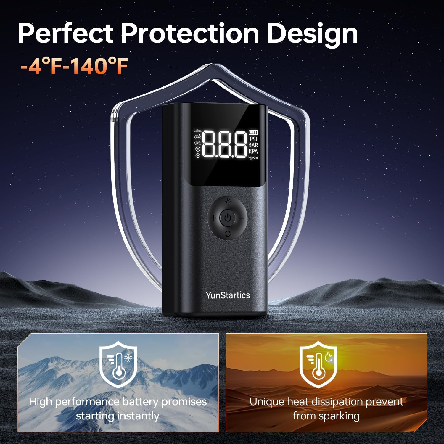 Kompresor portativ me starter RideWise QS213, 10000mAh, 150PSI, power bank