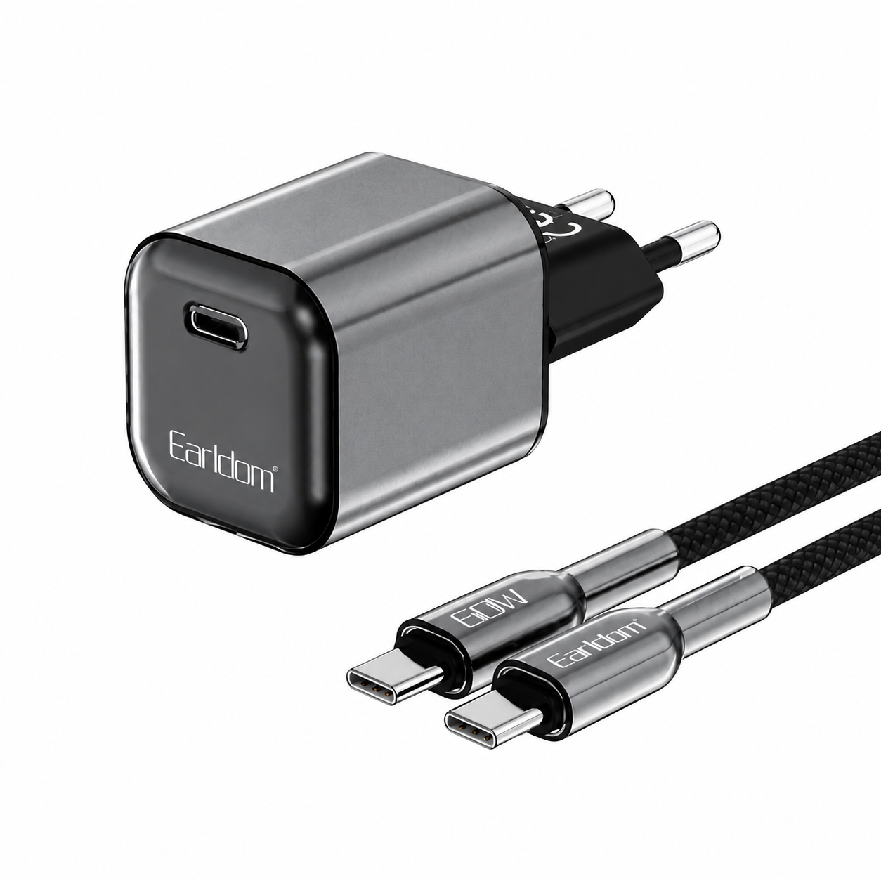 Adapter karikimi + kabllo Earldom EU57, 45W, Type-C, fast charge