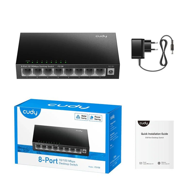 Cudy FS108 Desktop Switch, 8-Port, Metal