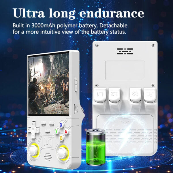 Konzolë portative R36 Ultra, 4″, 64GB, me 26,000 lojëra, e zezë