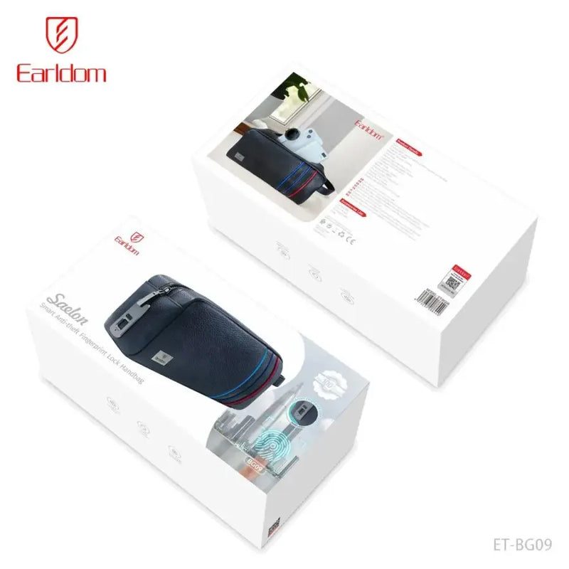 Çantë dore anti-theft Earldom BG09, me fingerprint lock, lëkurë premium