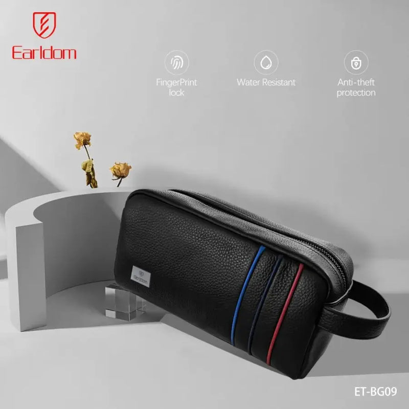Çantë dore anti-theft Earldom BG09, me fingerprint lock, lëkurë premium