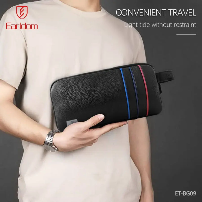 Çantë dore anti-theft Earldom BG09, me fingerprint lock, lëkurë premium