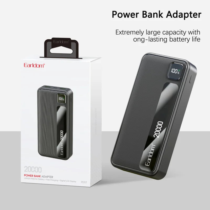 Powerbank Earldom PD57, 20000mAh, Fast Charging, me ekran LCD