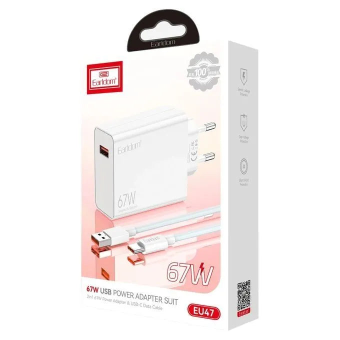 Adapter + kabllo Type-C Earldom EU47, 67W
