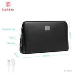 Çantë dore për meshkuj Earldom BG05, anti-theft, me fingerprint lock, lëkurë premium