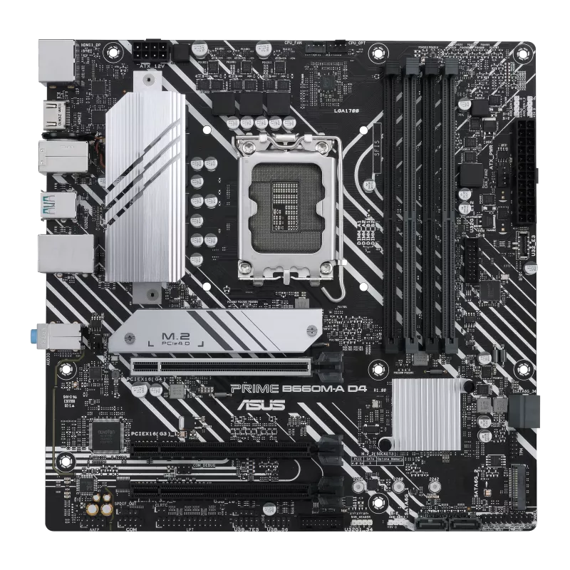 Pllakë Amë ASUS PRIME B660M-A D4 mATX LGA1700 për Intel 12/13/14-Gen, DDR4, PCIe 4.0