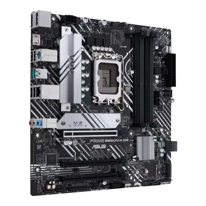 Pllakë Amë ASUS PRIME B660M-A D4 mATX LGA1700 për Intel 12/13/14-Gen, DDR4, PCIe 4.0