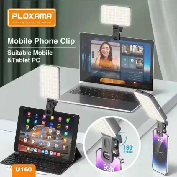 Dritë e vogel për celular/kamerë Plokama U160 LED, Tricolor, 6.5W