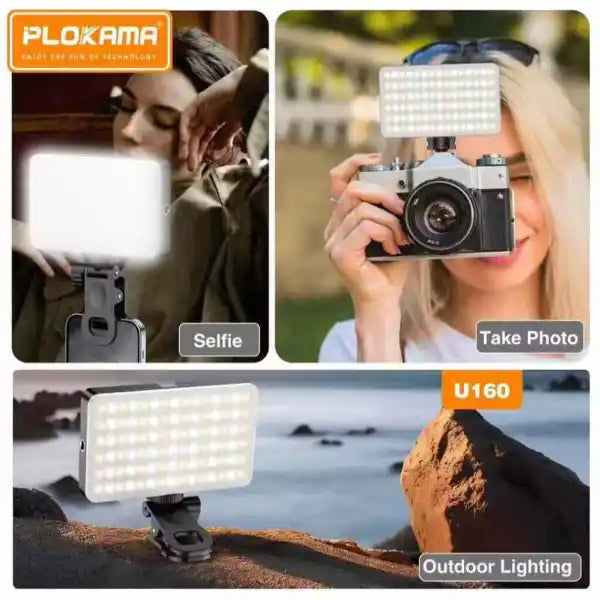 Dritë e vogel për celular/kamerë Plokama U160 LED, Tricolor, 6.5W