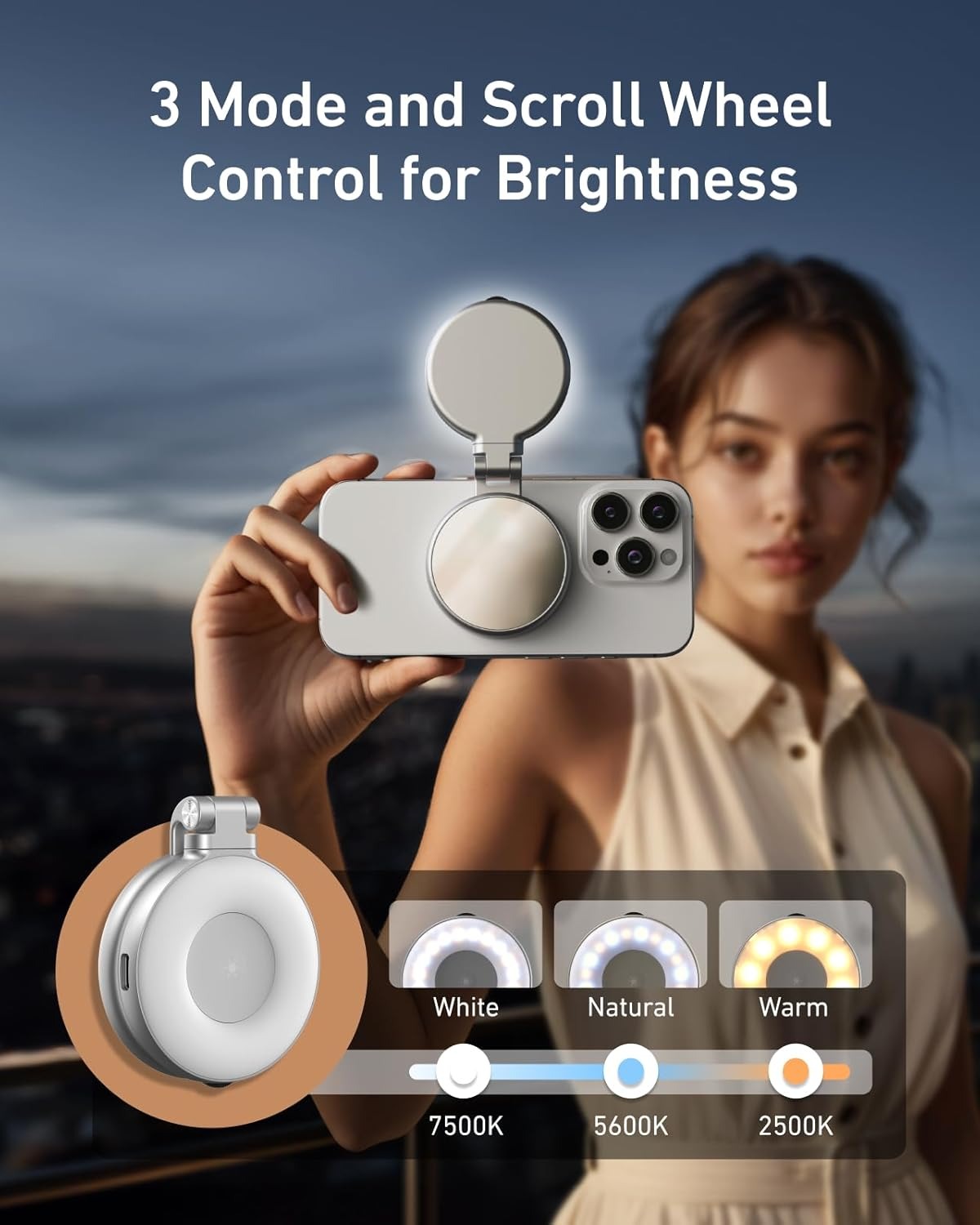 Drite Magnetike per Selfie me Pasqyre LED 360